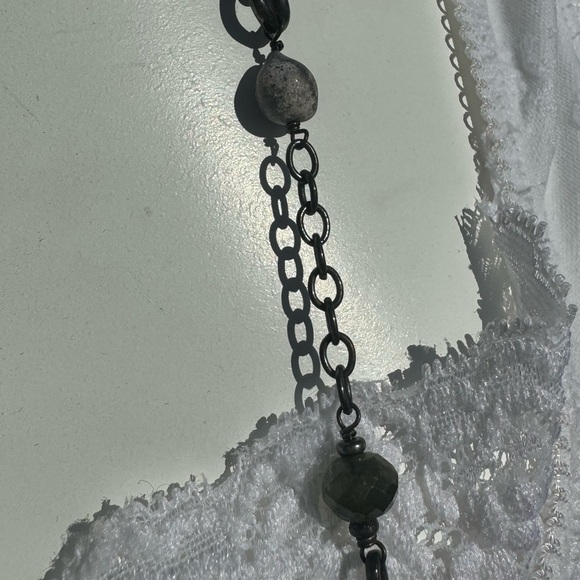 Vintage 90s Y2K Gothic Floral Beaded Inspirational Long Necklace - Picture 5 of 13